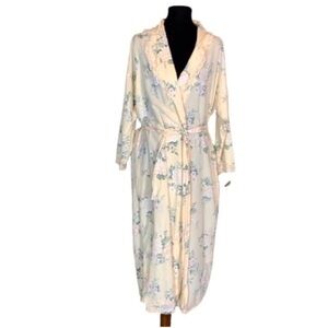 Vintage Victoria’s Secret light yellow long lightweight robe with floral print